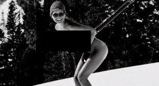 Обнаженная Мариса Папен катается на лыжах (9 фото)