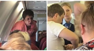 Буянившую пассажирку самолета замотали скотчем (2 фото + 1 видео)