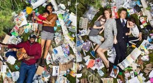 Шокирующие фото: сколько мусора производит человек всего за неделю (14 фото)