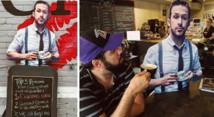 Владелице небольшого кафетерия в Торонто удалось заманить Райана Гослинга на чашечку кофе (13 фото)