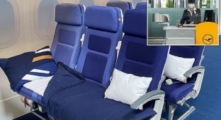 "Люфтганза" позволит пассажирам эконом-класса доплатить за спальное место (3 фото)