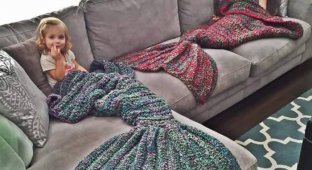 Вязаные одеяла в виде хвоста русалки от Мелани Кэмпбелл (5 фото)
