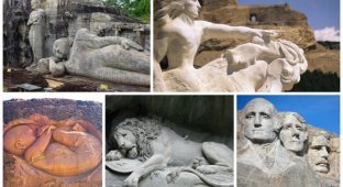 Поразительные гигантские скульптуры в скалах (25 фото)