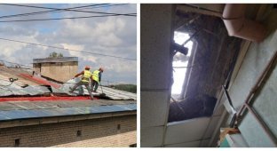Строители уронили на крышу груз и проломили потолок жильцам (7 фото)