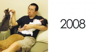 Сквозь время: отец с дочерью и питомцами ежегодно в течение 10 лет делали одну и ту же фотографию (10 фото)