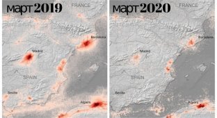 Спутниковые снимки показывают, как изменилась атмосфера над Парижем, Мадридом и Миланом (7 фото)