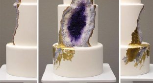 Необычный "аметистовый" свадебный торт (4 фото)
