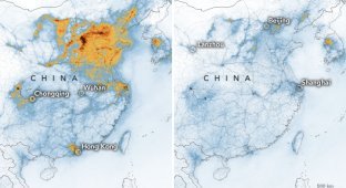 Эпидемия коронавируса резко снизила загрязнение воздуха в Китае (1 фото)