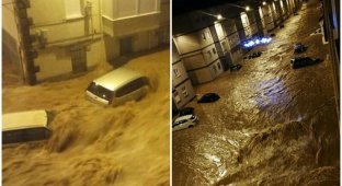 Наводнение в Испании смывает автомобили (4 фото + 1 видео)