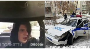 В Тольятти наркоман угнал полицейскую машину и устроил на ней ДТП (2 фото + 1 видео)