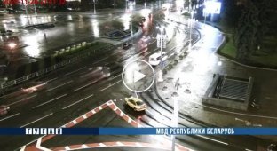 Призрачный гонщик из Минска перевернулся и загорелся у монумента Победы