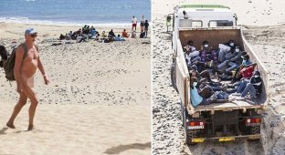Мигранты из Африки напугали нудистов на Канарах (11 фото)