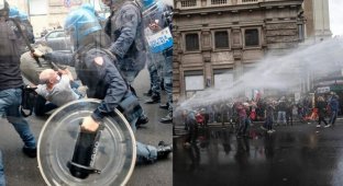 Антиковидные протесты в Италии: полиция применила водомёты и слезоточивый газ (4 фото + 1 видео)