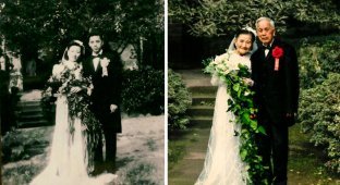 Тогда и сейчас: любящие пары воссоздали свои старые фото, доказывая этим, что любовь живет вечно (15 фото)