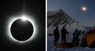 Потрясающие кадры полного солнечного затмения над Антарктидой (9 фото + 3 видео)