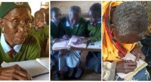 90-летняя жительница Кении пошла в школу вместе с внуками (4 фото)
