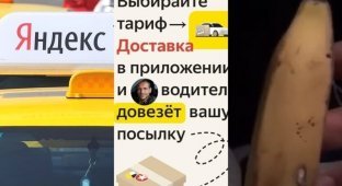 Таксиста из "Яндекс-доставки" попросили отвезти банан, который оказался с "сюрпризом" (4 фото + 1 видео)