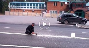 В Тольятти мужчина топором вырубил двойную сплошную линию на дороге