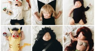 В течении дня мать одевает свою новорожденную дочь в наиболее экстравагантные костюмы (16 фото)
