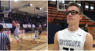 15-летний подросток стал звездой школы после своего невероятного победного броска в баскетбольном матче (2 фото + 2 видео)