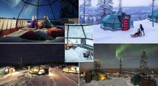 Отель в Финляндии приглашает полюбоваться северным сиянием, не вставая с постели (10 фото)