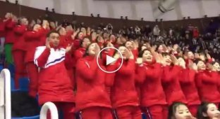 Как чирлидерши из Северной Кореи поддерживают свою сборную на Олимпиаде