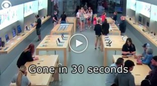 Ограбление магазина Apple в Калифорнии за 30 секунд