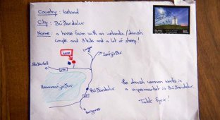 Отчаянный исландец отправил письмо с картой вместо адреса на конверте (2 фото)