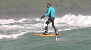 Испытание летающей доски для серфинга в Новой Зеландии