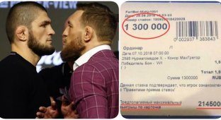Фанат из России поставил на победу Хабиба более 1 млн рублей (3 фото)