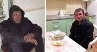История спасения одного бездомного мужчины (2 фото)