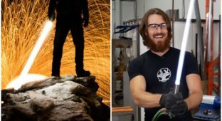 Инженеры из Youtube создали работающий световой меч (5 фото + 1 видео)