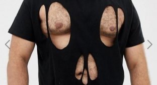 Мужская модная футболка с дырками на сосках и пупке (5 фото)