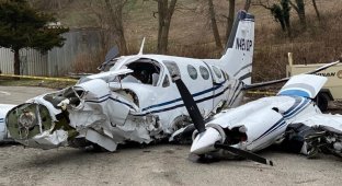 Крушение легкомоторного самолета в США попало на видео (1 фото + 1 видео)