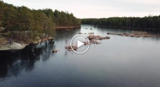 Шведский фотограф Хенрик Трюгг записал видео во время катания по замёрзшему озеру