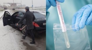В Екатеринбурге водитель с клюшкой напал на авто, перевозившее мазки пациентов с COVID (6 фото)