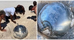 На Багамах нашли странный титановый шар с надписями на русском языке (5 фото)