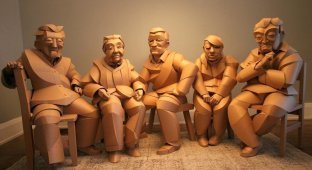 Картонные скульптуры жителей китайской деревни в натуральную величину (23 фото)