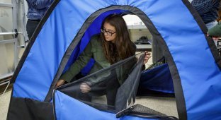 Школьницы создали палатку на солнечных батареях, чтобы помочь бездомным (9 фото)