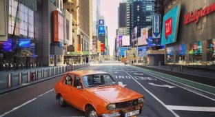 Невероятное зрелище: Румынский автомобиль Dacia 1300 на пустынных улицах Нью-Йорка (13 фото)