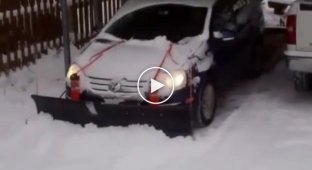 Уборка снега обычным автомобилем