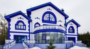 Расписанный под гжель дом в Мытищах с колоритным интерьером за 300 миллионов рублей (34 фото)