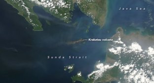 В Индонезии проснулся вулкан Кракатау: фото из космоса (3 фото)