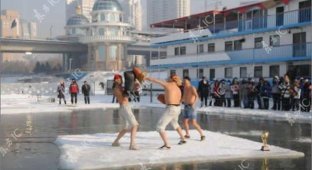 Зимнее развлечение - бокс на льду (4 фото)