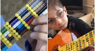 Отец с сыном смастерили уникальную гитару из Lego (5 фото + 1 видео)