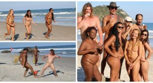 Группа нудистов устроила собственные олимпийские игры на пляже в Рио (9 фото + 1 видео)