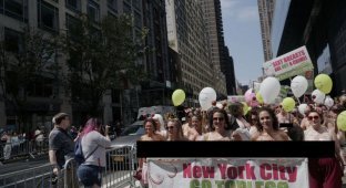 Право на голые груди: женщины прошли топлес по Нью-Йорку и Лос-Анджелесу (32 фото)