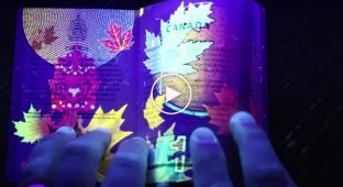 Канадский паспорт в ультрафиолетовом свете