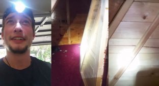 Рабочий обнаружил жуткую потайную комнату в доме, в котором его наняли сделать ремонт (8 фото + 1 видео)