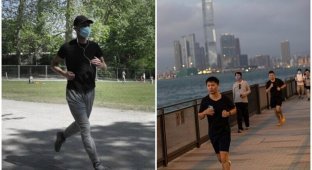 Китаец попал в больницу после пробежки в маске (5 фото)